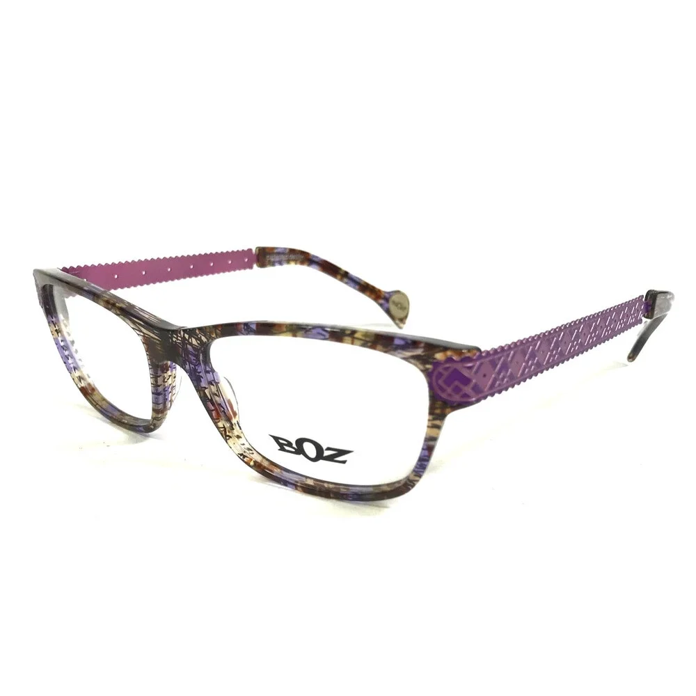 BOZ Eyeglasses Frames ZIGGY 7282 Brown Marble Purple Argyle Arms 53-15-137